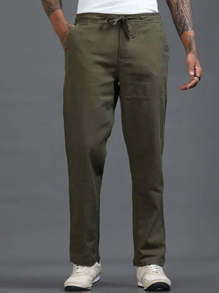 The Lazy Cool Lifestyle Co Men's Mid-Rise Loose Fit Trousers